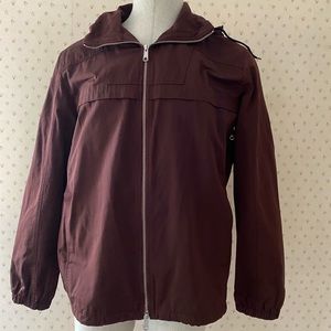 Vince burgundy jacket with fold away hood. Size XL.